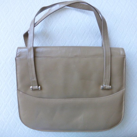 NINA RICCI PARIS taupe tan LEATHER bag Vintage - Picture 4 of 10